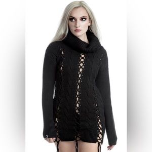 Killstar Zora Lace Up Knit Sweater
